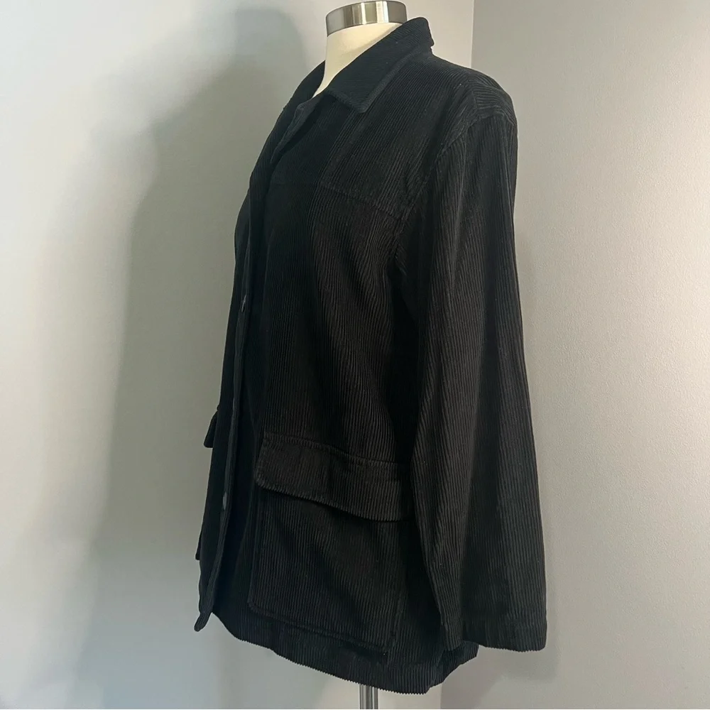 Liz Claiborne LizSport S Petite Black Corduroy Button Front Barn Jacket - Picture 7 of 12